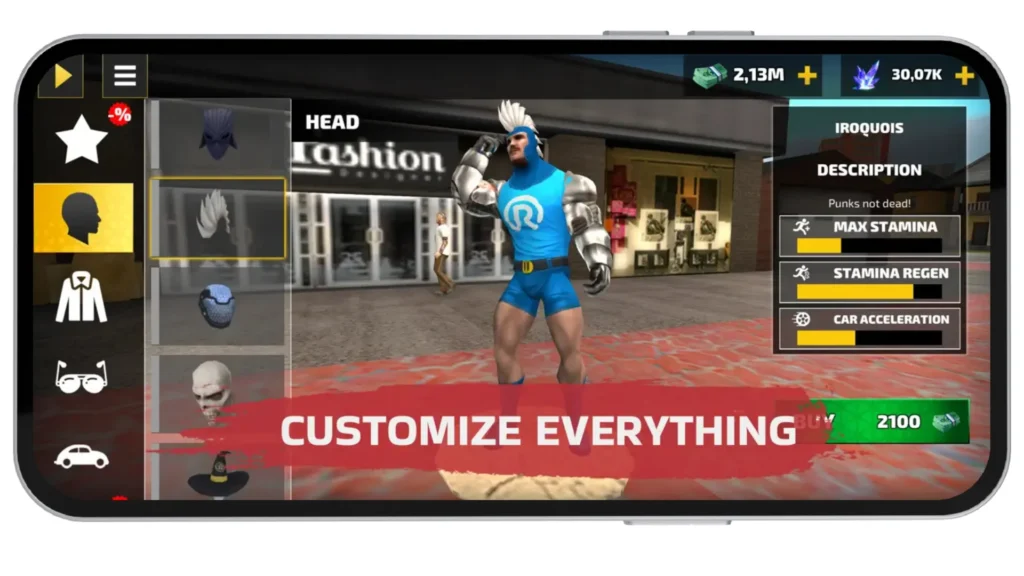 Headgear Customization In Rope Hero Mod APK