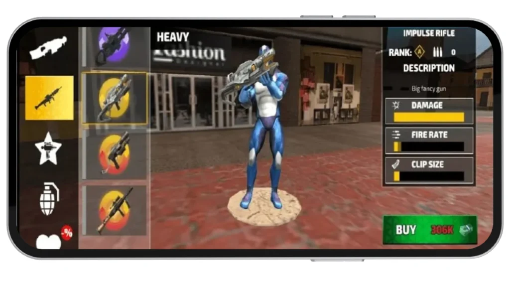 Impulse Rifle Selection In Rope Hero Mod APK