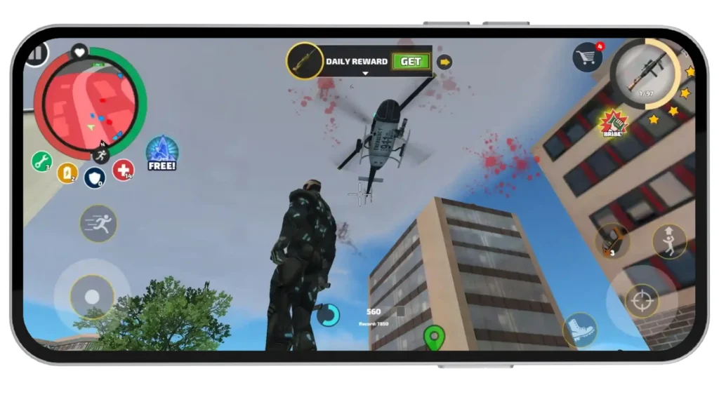 Fighting Helicopter In Rope Hero Mod APK