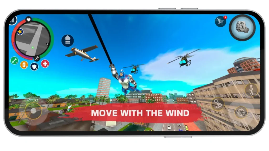 Rope Swinging In Rope Hero Mod APK