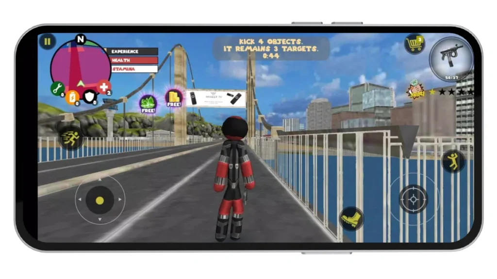 Character standing on a bridge during mission task