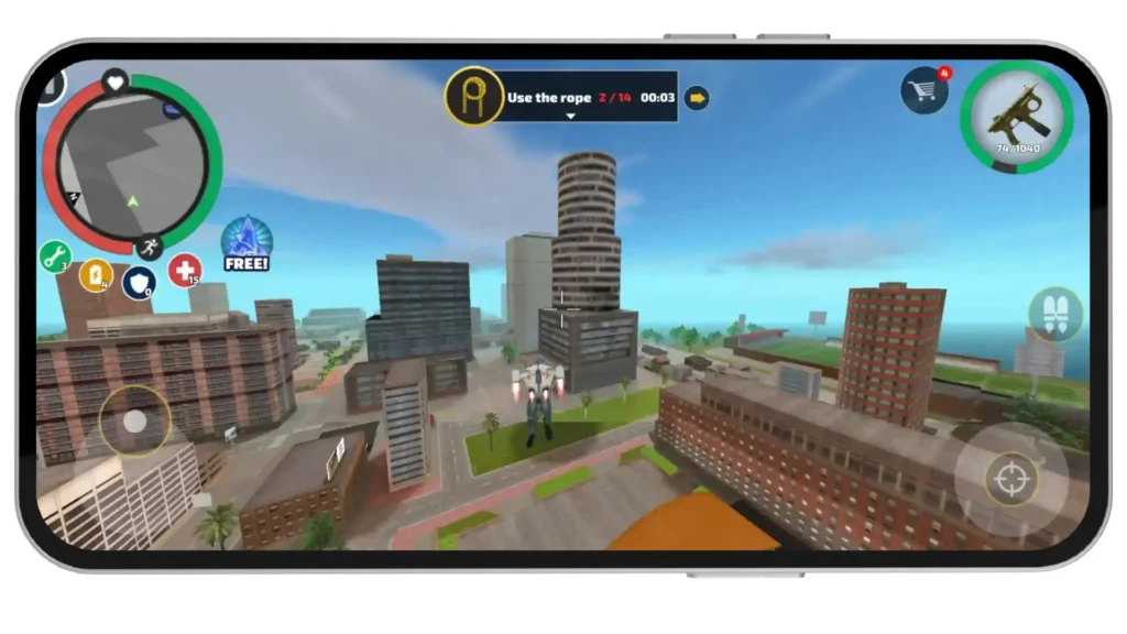 Flying Over City With Jetpack In Rope Hero Mod APK