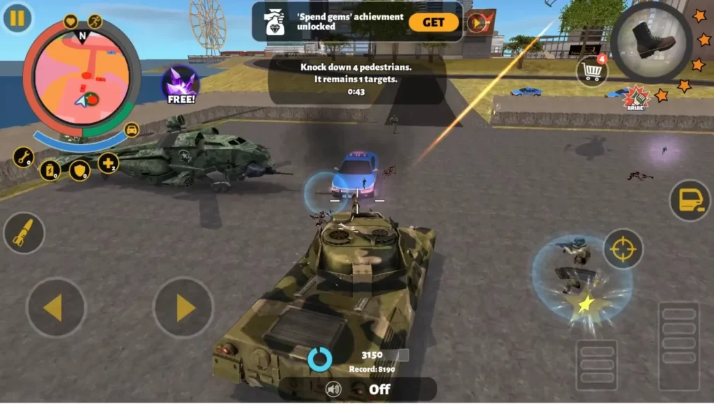 Player driving a tank and shooting at enemies