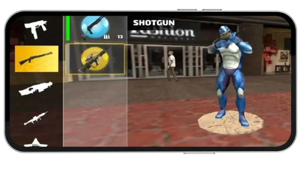 Shotgun Selection In Rope Hero Mod APK