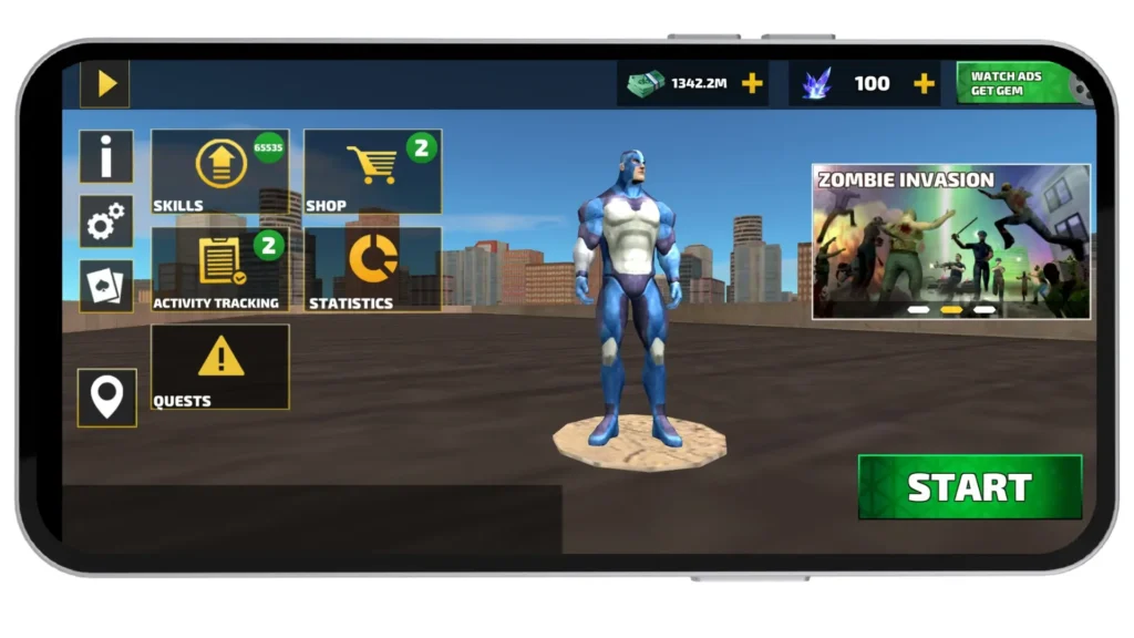 Superhero on Game Menu