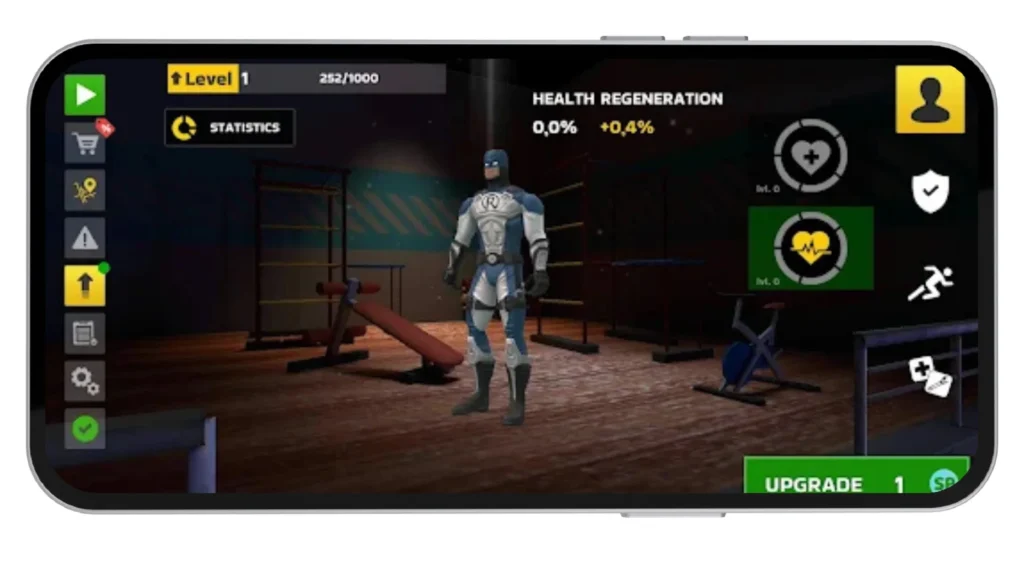 Character Training and Upgrade Screen