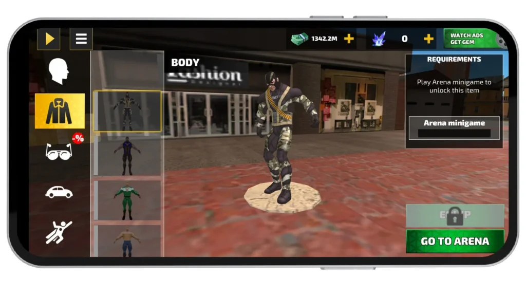 Character Changing Outfit in the game menu