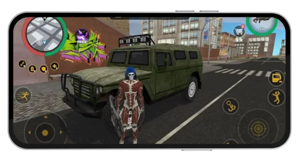 rope hero with jeep in vice town city